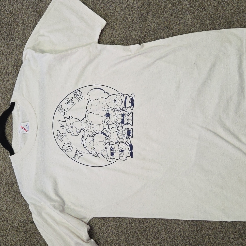 Vintage Anime Graphic T-Shirt with Cartoon Characters Size L